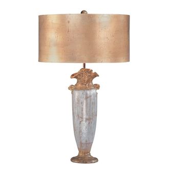 Loops Table Lamp Gold Silver & Brown Cylindrical Gilded Shade LED E27 100W in Metallics