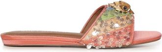 Kurt Geiger Kensington Flat Sandal - Dames - Sandalen - Veelkleurig - 36 EU - Pailletten - Schoenen