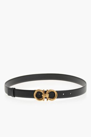 Ferragamo Cintura in Pelle con Fibbia Gancini Effetto Dorato 25mm Salvatore Ferragamo