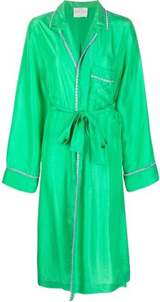 Forte_Forte scallop-trim silk coat - women - Silk - I - Green