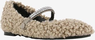 Guglielmo Rotta Riemchenballerinas aus Teddy-Pl&uuml;sch und Strass Chafia