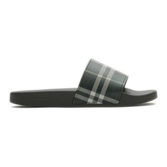 Burberry Sliders, male, Green, Size: 12 US Checked Slip-on Slides