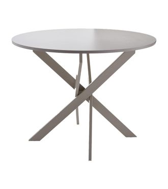 Home Heavenly Mesa redonda con patas met&aacute;licas y tablero de melamina crema 120x75 cm