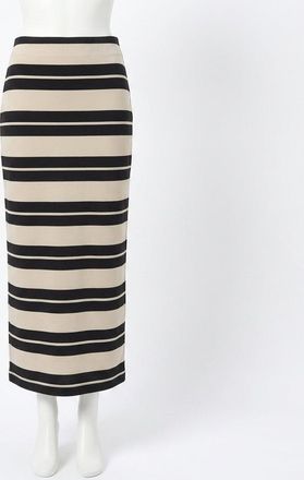 Z Supply Gail Striped Jersey Midi Skirt In Ash Black