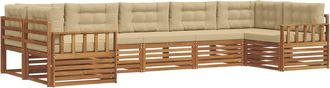 vidaXL Conjunto De Sof&aacute;s De Exterior 7 Uds. Natural Y Beige Vidaxl