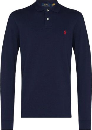 Polo Ralph Lauren Mesh Long-Sleeve Polo Shirt - Heren - Polos - Blauw - S - Katoen - Tops