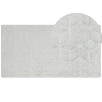 Beliani Beliani - Alfombra Gris Claro Verde Menta 80 X 150 Cm Poli&eacute;ster Piel Sint&eacute;tica De Conejo Pelo Largo Thatta