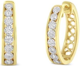 House of Brilliance 10KT Yellow and White Gold Diamond Hoop Earring at Nordstrom