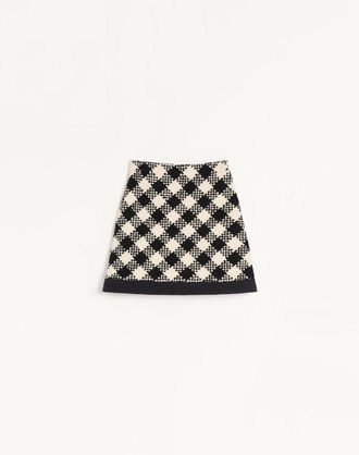 Valentino Damier Tweed Skirt Wo