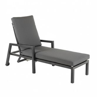 ED&Egrave;N JARD&Iacute; Tumbona de jard&iacute;n reclinable con ruedas aluminio antracita