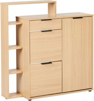 Beliani Scarpiera 3 vani con cassetti e ripiani aperti in legno chiaro ingegnerizzato Mirani