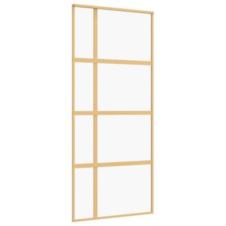 vidaXL Vidaxl - Puerta Corredera Dorada De Vidrio Esg Transparente Y Aluminio