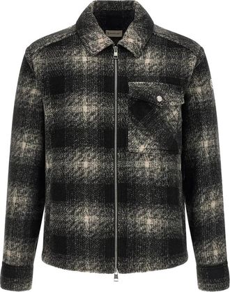 Moncler Check Jersey Zip-up Shirt
