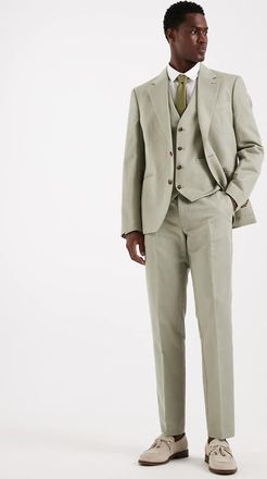 Asos Pantaloni da abito slim in twill di misto lino verde salvia