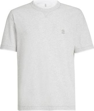 Brunello Cucinelli T-shirt with faux-layering in Pearl Grey at Nordstrom, Size Xxx-Large Eu