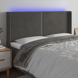 vidaXL Cabecero Con Led De Terciopelo Gris Oscuro 203x16x118/128 Cm Vidaxl