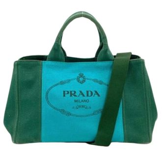 Prada Pre-owned Tote Bags, female, Multicolor, Size: ONE SIZE Pre-owned Vintage Canvas Tote Bag