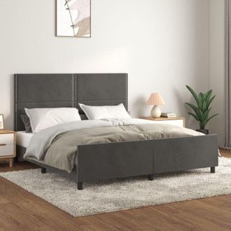 vidaXL Vidaxl - Estructura Cama Con Cabecero Terciopelo Gris Oscuro 180x200 Cm