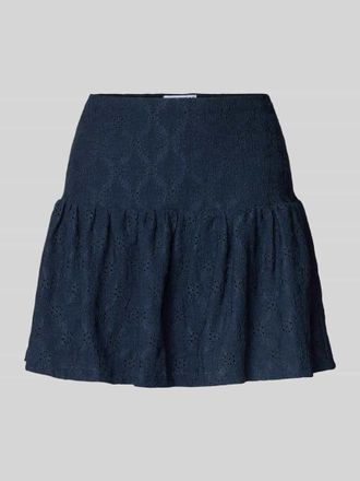 Review Kurzer Rock mit Sch&ouml;&szlig;chendetail und Lochstickerei in Dunkelblau, Gr&ouml;&szlig;e XL