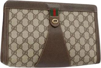 Gucci Pre-owned Clutches, female, Beige, Size: ONE SIZE Pre-owned Vintage Leather Clutch
