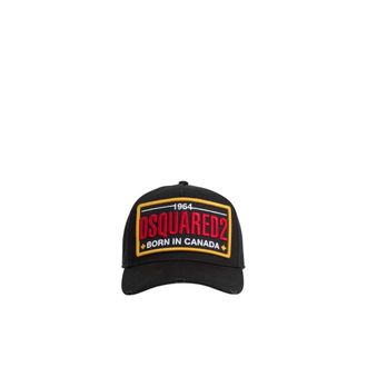 Dsquared2 Vintage Distressed Baseball Cap - Heren - Petten - Zwart - ONE Size - Katoen - Accessoires