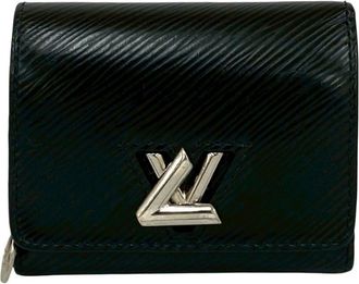 Louis Vuitton Black Leather Wallet (Tri-Fold) (Pre-Owned)