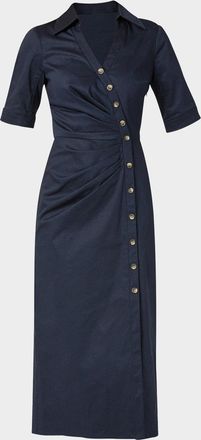 Shoshanna Margo Pleated Button-Front Midi Shirtdress