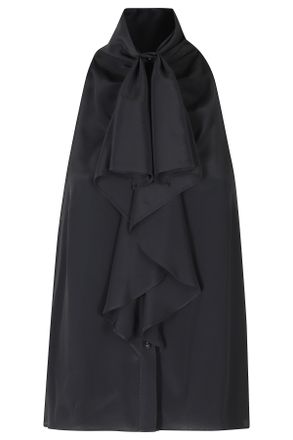 Alberta Ferretti Stretch Cady High-Collar Cape Top
