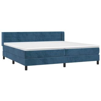 vidaXL Cama Box Spring Con Colch&oacute;n Terciopelo Azul Oscuro 200x200 Cm Vidaxl