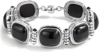 Luv AJ The Midnight Mesa Black Agate Bracelet in Silver at Nordstrom