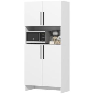 STILVORA Armario De Cocina, Despensa Para Cocina, Sala De Estar, Comedor, Armarios, Estantes, Soporte Para Microondas, Aglomerado, Blanco