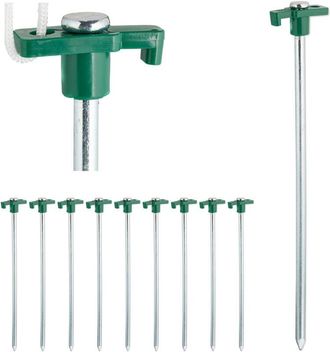 Relaxdays Relaxdays - Set 20 Piquetas Para Camping, Anclaje Para El Suelo, Estacas Para Tiendas De Campa&ntilde;a, Acero, 25cm, Verde Claro