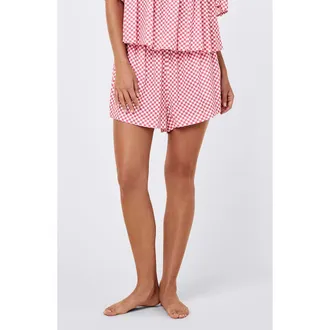 Papinelle Sleepwear Anais Gathered Short Pajamas in Raspberry at Nordstrom, Size X-Small