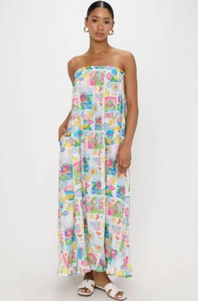 Show me your Mumu Around The World Maxi Dress In White Multi