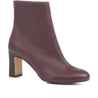 Jones Bootmaker Womens Letty Heeled Ankle Boots - Burgundy Leather - Size UK 3