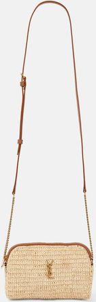 Saint Laurent Gaby leather-trimmed raffia shoulder bag