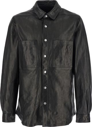Rick Owens Black Classic Collar Leather Shirt