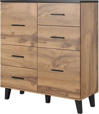 Mirjan24 Mobilier1 - C&oacute;moda Larfloi 104, Roble Wotan + Negro, Con Cajones Y Puertas, N&uacute;mero De Cajones: 0, 119x110x45cm