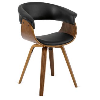 OEM Sedia Da Pranzo Ohio Imbottita In Legno Curvato, Ecopelle Nera, Stile Loft Moderno