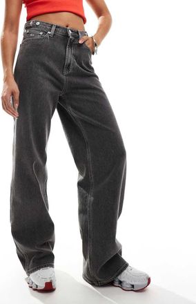 Tommy Jeans Claire - Jeans a vita alta ampi nero slavato