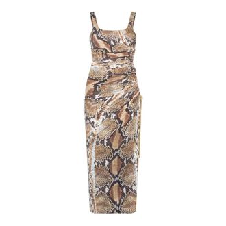 Roberto Cavalli Dames, Jurken, Bruin, Maat: XS Nylon