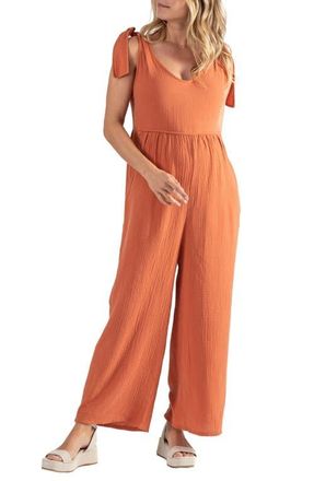 Cache Coeur Canyon Organic Cotton Gauze Maternity/Nursing Jumpsuit in Copper at Nordstrom, Size X-Small