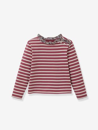 Cyrillus Ringelshirt mit Liberty-Stoff aus Bio-Baumwolle, M&auml;dchen CYRILLUS violett bedruckt