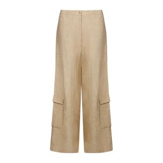Mes Demoiselles... Broeken - Dames - Wijde Broeken - Beige - S - Polyester - Broeken