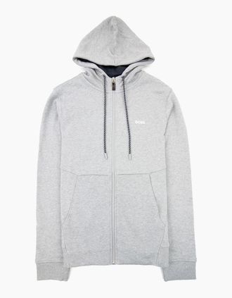 HUGO BOSS Mens Hugo Boss Saggy Embroidered Contrast Logo Zip Up Sweatshirt Grey 059 - Size: Regular/36