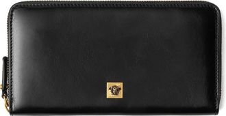 Versace Medusa Leather Zip Around Wallet in Black-Gold at Nordstrom