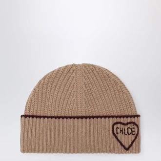 Chlo&eacute; Encoeur wool and cashmere beanie in bleached brown