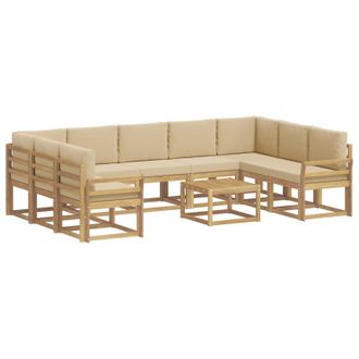 vidaXL Conjunto De Sof&aacute;s De Exterior 10 Pcs Y Beige 59 X 59 X 37 Cm Vidaxl