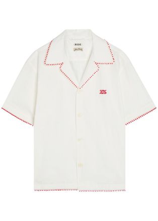 Bode Redbud Logo-embroidered Cotton-poplin Shirt - White - XL