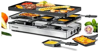 Rommelsbacher Rcp1800 Pizza Raclette 1800 W 14 Piastra Per Raclette 8 Pannelli Inclusi Colore Nero In Acciaio Inox